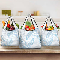 White Sunday Lotu Tamaiti Grocery Bag Polynesian Wave Pastel Sky Blue - Polynesian Pride