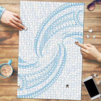 White Sunday Lotu Tamaiti Puzzle Polynesian Wave Pastel Sky Blue - Polynesian Pride