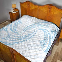 White Sunday Lotu Tamaiti Quilt Polynesian Wave Pastel Sky Blue - Polynesian Pride