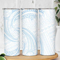 White Sunday Lotu Tamaiti Skinny Tumbler Polynesian Wave Pastel Sky Blue - Polynesian Pride