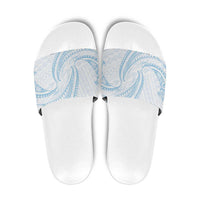 White Sunday Lotu Tamaiti Slide Sandals Polynesian Wave Pastel Sky Blue - Polynesian Pride