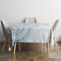 White Sunday Lotu Tamaiti Tablecloth Polynesian Wave Pastel Sky Blue - Polynesian Pride