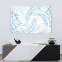 White Sunday Lotu Tamaiti Tapestry Polynesian Wave Pastel Sky Blue - Polynesian Pride