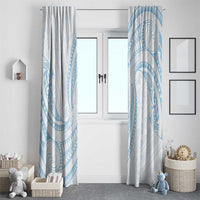 White Sunday Lotu Tamaiti Window Curtain Polynesian Wave Pastel Sky Blue - Polynesian Pride