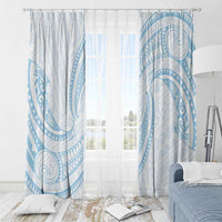 White Sunday Lotu Tamaiti Window Curtain Polynesian Wave Pastel Sky Blue - Polynesian Pride