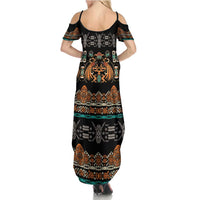Black Batik Papua-inspired Pattern Family Matching Summer Maxi Dress and Hawaiian Shirt - Polynesian Pride