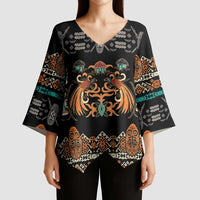 Black Batik Papua-inspired Pattern Kimono Sleeve Blouse LT9 - Polynesian Pride