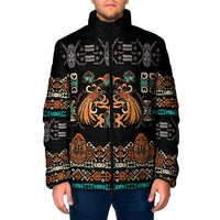 Black Batik Papua-inspired Pattern Padded Jacket LT9 Men Black - Polynesian Pride