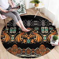Black Batik Papua-inspired Pattern Round Carpet - Polynesian Pride