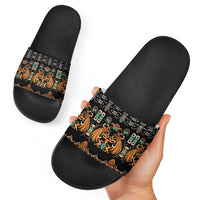 Black Batik Papua-inspired Pattern Slide Sandals - Polynesian Pride