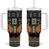 Black Batik Papua-inspired Pattern Tumbler With Handle - Polynesian Pride
