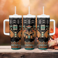 Black Batik Papua-inspired Pattern Tumbler With Handle - Polynesian Pride