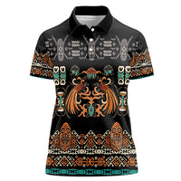 Black Batik Papua-inspired Pattern Women Polo Shirt LT9 Female Black - Polynesian Pride