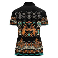 Black Batik Papua-inspired Pattern Women Polo Shirt LT9 - Polynesian Pride