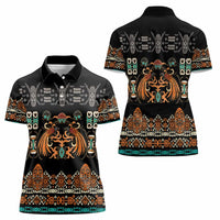 Black Batik Papua-inspired Pattern Women Polo Shirt LT9 - Polynesian Pride