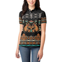 Black Batik Papua-inspired Pattern Women Polo Shirt LT9 - Polynesian Pride