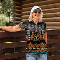 Black Batik Papua-inspired Pattern Women Polo Shirt LT9 - Polynesian Pride