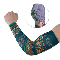 Dark Cyan Blue Batik Papua-inspired Pattern Arm Sleeves - Polynesian Pride