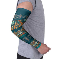 Dark Cyan Blue Batik Papua-inspired Pattern Arm Sleeves - Polynesian Pride