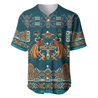 Dark Cyan Blue Batik Papua-inspired Pattern Baseball Jersey LT9 Blue - Polynesian Pride