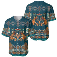 Dark Cyan Blue Batik Papua-inspired Pattern Baseball Jersey LT9 - Polynesian Pride