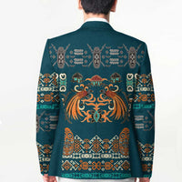Dark Cyan Blue Batik Papua-inspired Pattern Blazer - Polynesian Pride