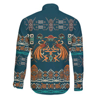 Dark Cyan Blue Batik Papua-inspired Pattern Family Matching Off Shoulder Short Dress and Hawaiian Shirt - Polynesian Pride