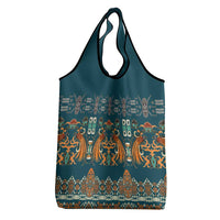 Dark Cyan Blue Batik Papua-inspired Pattern Grocery Bag - Polynesian Pride