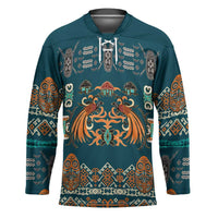 Dark Cyan Blue Batik Papua-inspired Pattern Hockey Jersey LT9 Unisex Blue - Polynesian Pride