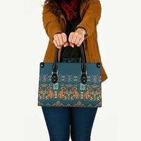 Dark Cyan Blue Batik Papua-inspired Pattern Leather Bag LT9 Blue - Polynesian Pride