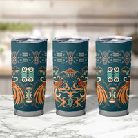 Dark Cyan Blue Batik Papua-inspired Pattern Tumbler Cup - Polynesian Pride
