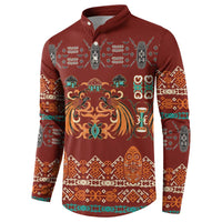 Oxblood Batik Papua-inspired Pattern Button Sweatshirt LT9 - Polynesian Pride