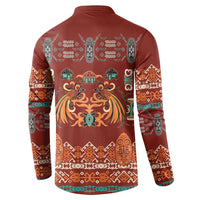 Oxblood Batik Papua-inspired Pattern Button Sweatshirt LT9 - Polynesian Pride
