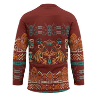 Oxblood Batik Papua-inspired Pattern Hockey Jersey LT9 - Polynesian Pride