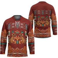 Oxblood Batik Papua-inspired Pattern Hockey Jersey LT9 - Polynesian Pride