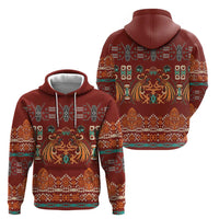Oxblood Batik Papua-inspired Pattern Hoodie - Polynesian Pride