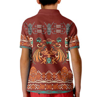 Oxblood Batik Papua-inspired Pattern Kid Polo Shirt - Polynesian Pride