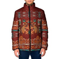 Oxblood Batik Papua-inspired Pattern Padded Jacket LT9 Men Red - Polynesian Pride