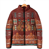 Oxblood Batik Papua-inspired Pattern Padded Jacket LT9 - Polynesian Pride