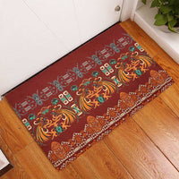 Oxblood Batik Papua-inspired Pattern Rubber Doormat LT9 - Polynesian Pride