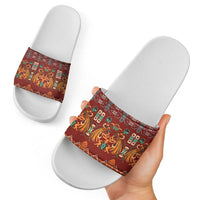Oxblood Batik Papua-inspired Pattern Slide Sandals - Polynesian Pride