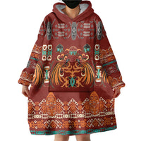 Oxblood Batik Papua-inspired Pattern Wearable Blanket Hoodie - Polynesian Pride