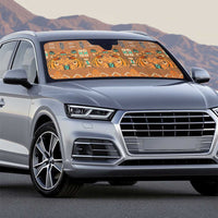 Terracotta Batik Papua-inspired Pattern Auto Sun Shade - Polynesian Pride