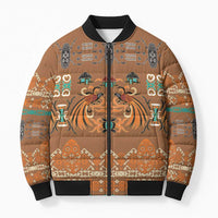 Terracotta Batik Papua-inspired Pattern Bomber Puffer Jacket LT9 Unisex Gold - Polynesian Pride