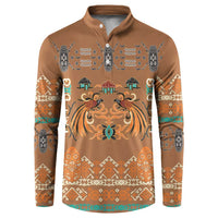 Terracotta Batik Papua-inspired Pattern Button Sweatshirt LT9 Gold - Polynesian Pride
