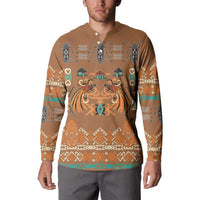 Terracotta Batik Papua-inspired Pattern Button Sweatshirt LT9 - Polynesian Pride