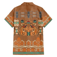 Terracotta Batik Papua-inspired Pattern Family Matching Off Shoulder Short Dress and Hawaiian Shirt - Polynesian Pride