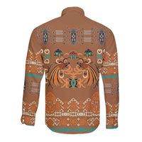 Terracotta Batik Papua-inspired Pattern Long Sleeve Button Shirt LT9 - Polynesian Pride