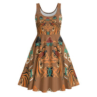 Terracotta Batik Papua-inspired Pattern Midi Dress - Polynesian Pride