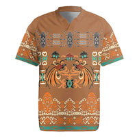Terracotta Batik Papua-inspired Pattern Rugby Jersey LT9 Gold - Polynesian Pride